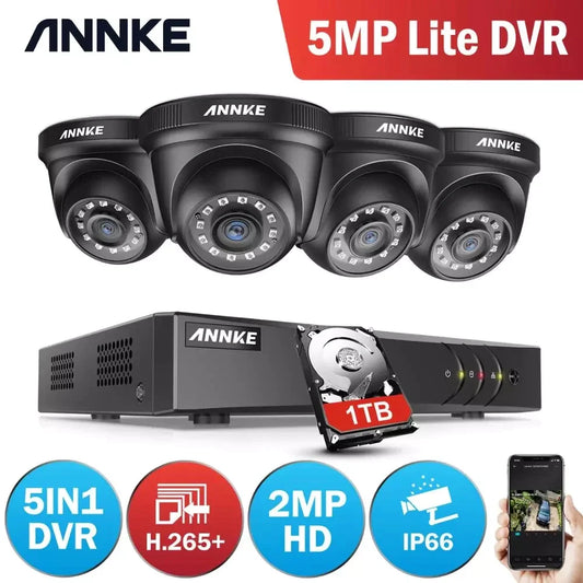 8CH H.265+ 5MP Lite CCTV System DVR 4Pcs 2.0MP IR Night Vision Security Dome Cameras 1080P Video Surveillance Kit