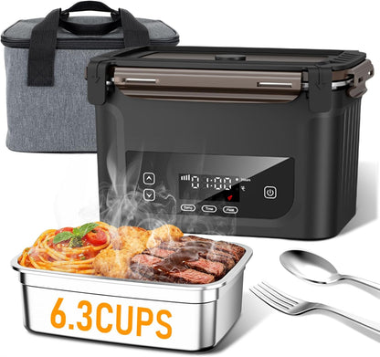 2026 Upgraded Cordless Electric Lunch Box for Adults, 20,800Mah Battery-Powered Heated Lunch Box 6.3 Cup Self-Heating Lunch Box for Construction, Office & Truck