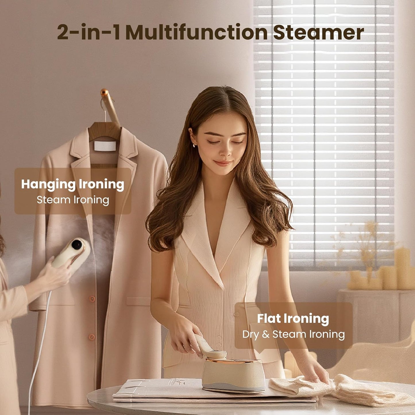 Portable Clothes Steamer 175X80Mm Ceramic Glaze Panel Iron LCD 220Ml Water Tank 1200W&15S Fast Heat up 4-Speed Steamer for Clothes of All Fabrics Dry&Wet Iron for Home Travel Business Trip