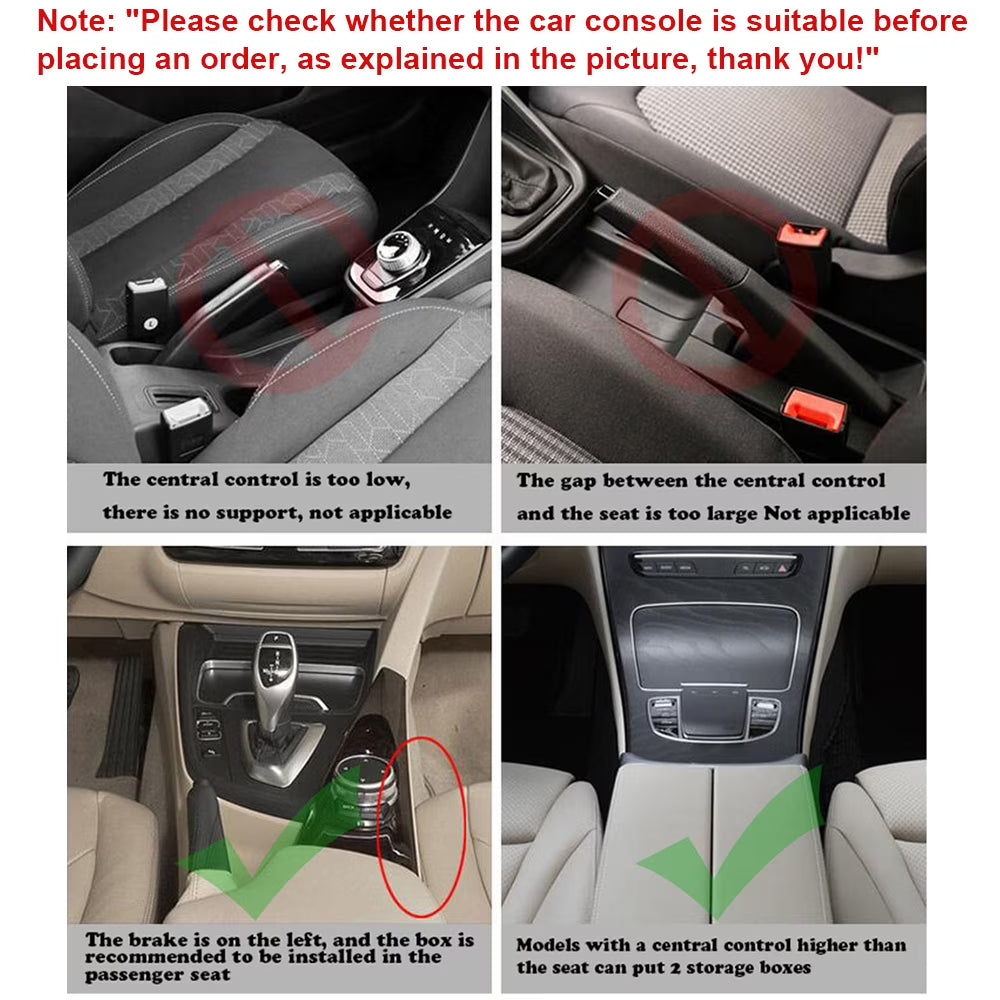 2PCS Car Seat Gap Organizer Rechargeable Dual USB Leather Storage Box Cup Holder
