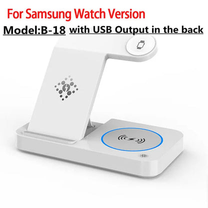 30W 4 in 1 Foldable Wireless Charging Station for Iphone 14 13Pro Apple Watch 7/6 for Samsung Galaxy Watch Chargers 4/3 S22 S21