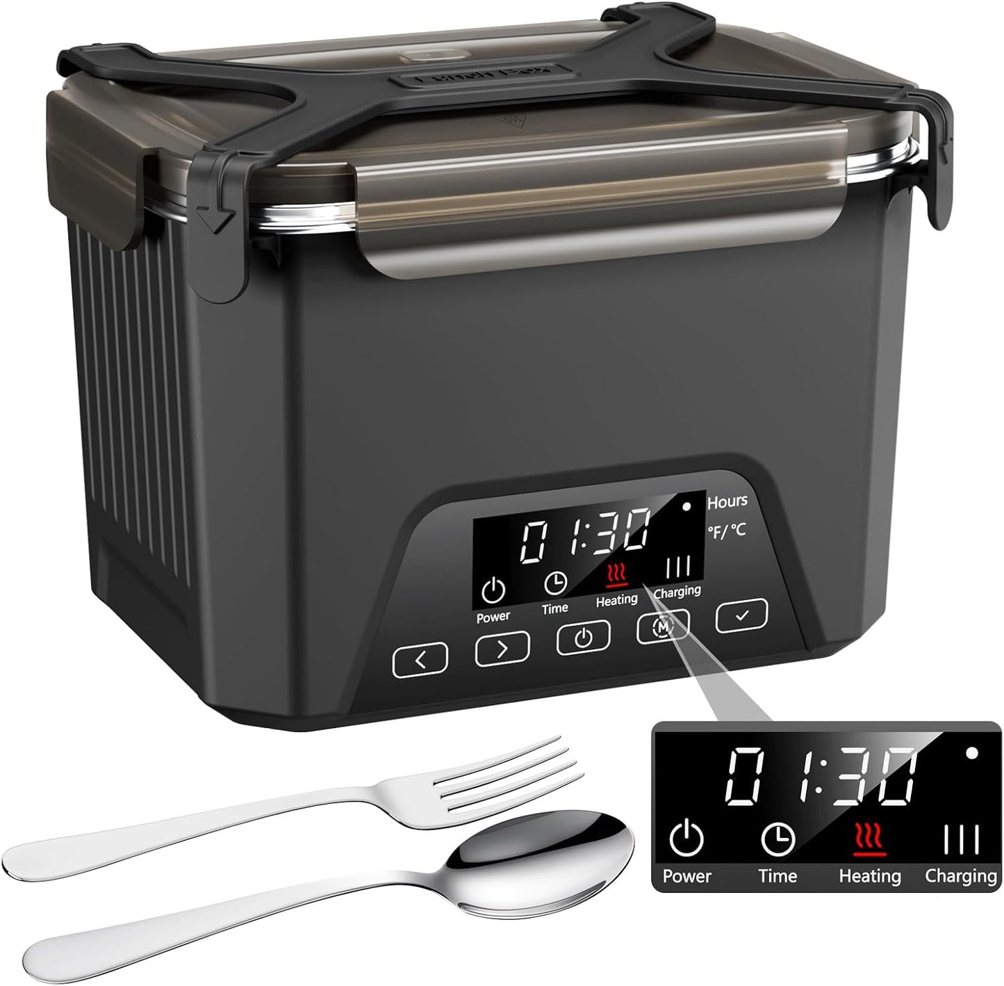 2026 Upgraded Cordless Electric Lunch Box, Heated Lunch Box for Adult, 1.2L Self Heating Lunch Box with Automatic Heating for Office, Construction, Truck and Travel