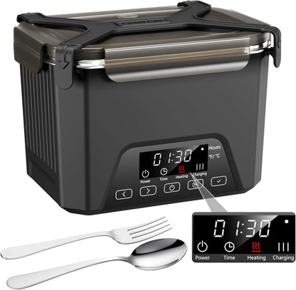 2026 Upgraded Cordless Electric Lunch Box, Heated Lunch Box for Adult, 1.2L Self Heating Lunch Box with Automatic Heating for Office, Construction, Truck and Travel