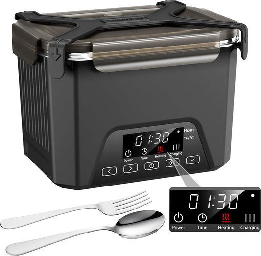 2026 Upgraded Cordless Electric Lunch Box, Heated Lunch Box for Adult, 1.2L Self Heating Lunch Box with Automatic Heating for Office, Construction, Truck and Travel