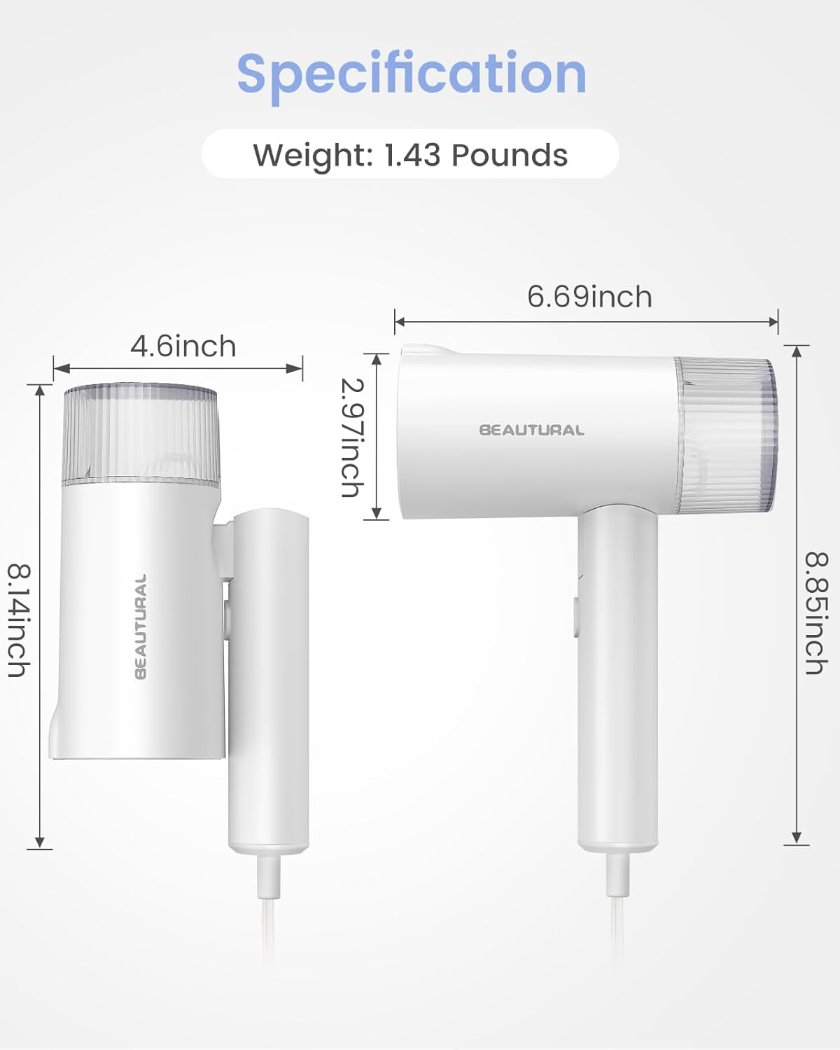 Steamer for Clothes, Portable Garment Wrinkle Remover, Fast 30S Heat-Up, Foldable and Handheld, 120V Only (Not for 220V Europe), White