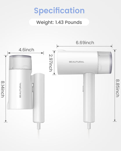 Steamer for Clothes, Portable Garment Wrinkle Remover, Fast 30S Heat-Up, Foldable and Handheld, 120V Only (Not for 220V Europe), White