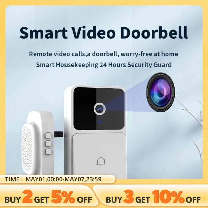 WIFI Video Doorbell Camera Wireless Night Vision Smart Home Security HD Door Bell Two Way Intercom Voice Change for Home