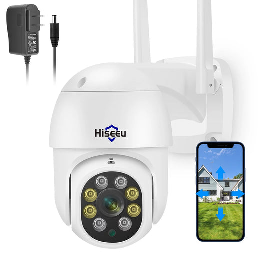 5MP Pan Tilt Security Camera Wireless Wi-Fi with 2-Way Audio, Motion Tracking & Light Alarm, Color/Ir Night Vision,Ip66 Waterproof Outdoor Security Camera for Home (Support Only 2.4Ghz Wi-Fi)