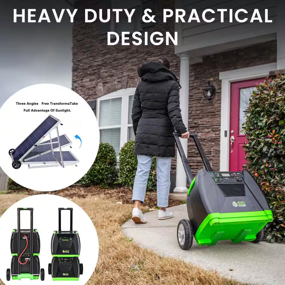 ELITE 3600-Watt/5760W Peak Push Button Start Solar Powered Portable Generator with Four 100W Solar Panels and Power Pod