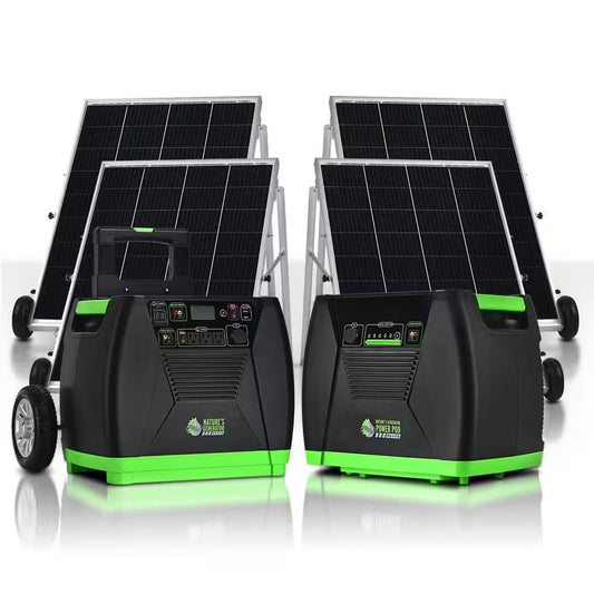 ELITE 3600-Watt/5760W Peak Push Button Start Solar Powered Portable Generator with Four 100W Solar Panels and Power Pod