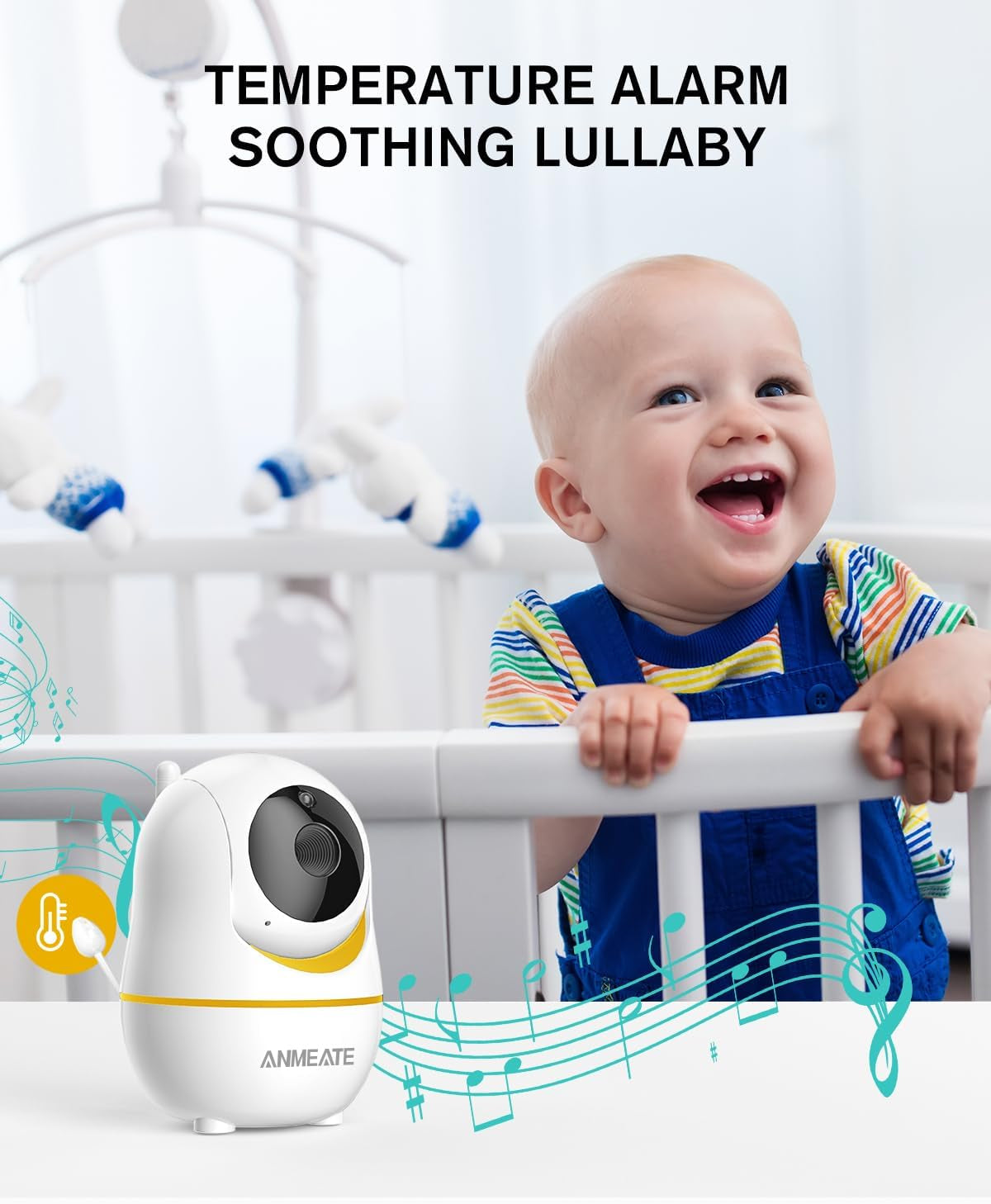 Baby Monitor with Remote Pan-Tilt-Zoom Camera, 3.5” Large Display Video Baby Monitor with Camera and Audio |Infrared Night Vision |Two Way Talk | Room Temperature| Lullabies and 960Ft Range
