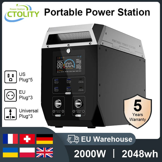 2000W 2048WH Portable Power Station Camping Lifepo4 Battery 1800W 1000W 600W Solar Generator Backup AC 220V for Home Outdoor RV