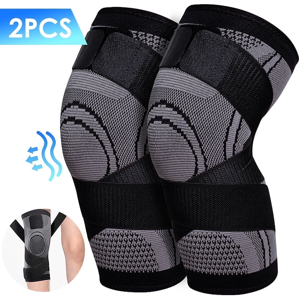 2 Packs Knee Brace for Joint Pain Relieve, Compression Nylon Joint Supoort for Men and Women, 1 Pair Knee Sleeves(Grey, XL)