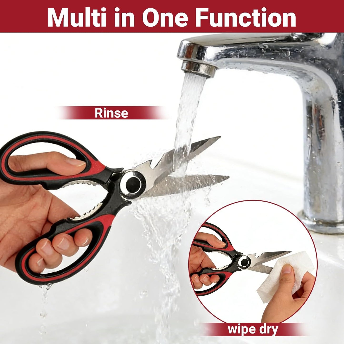 Kitchen Shears Set of 2, Heavy Duty Kitchen Scissors Seafood Scissors, Stainless Steel Sharp Food Cooking Scissors for Meat, Bones, Fish, Poultry, Vegetables, Chicken, Dishwasher Safe