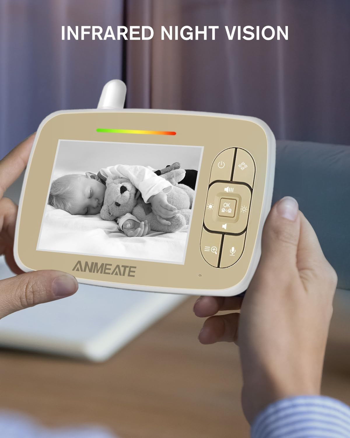 Baby Monitor with Remote Pan-Tilt-Zoom Camera, 3.5” Large Display Video Baby Monitor with Camera and Audio |Infrared Night Vision |Two Way Talk | Room Temperature| Lullabies and 960Ft Range