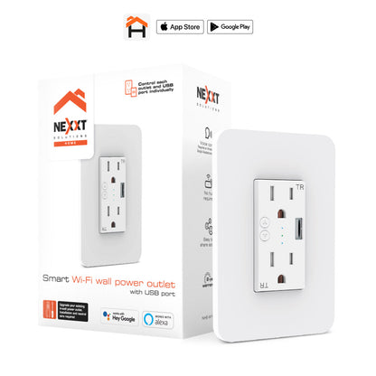 Nexxt Smart Wi-Fi Wall Outlet with USB NHE-W100