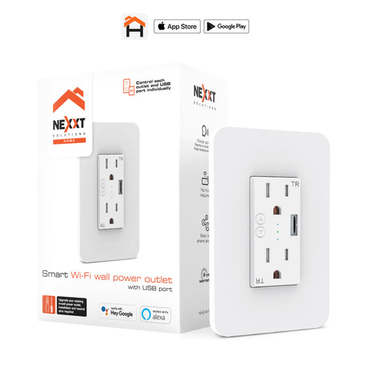 Nexxt Smart Wi-Fi Wall Outlet with USB NHE-W100