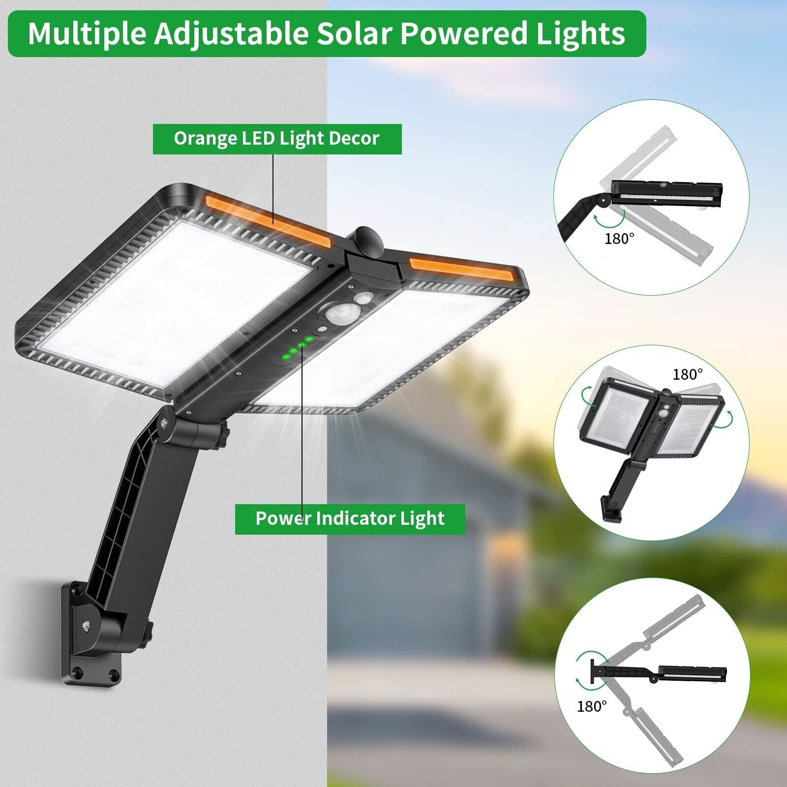 Solar Powered Street Lights Outdoor,218 Leds Security Lights with Remote Cont...