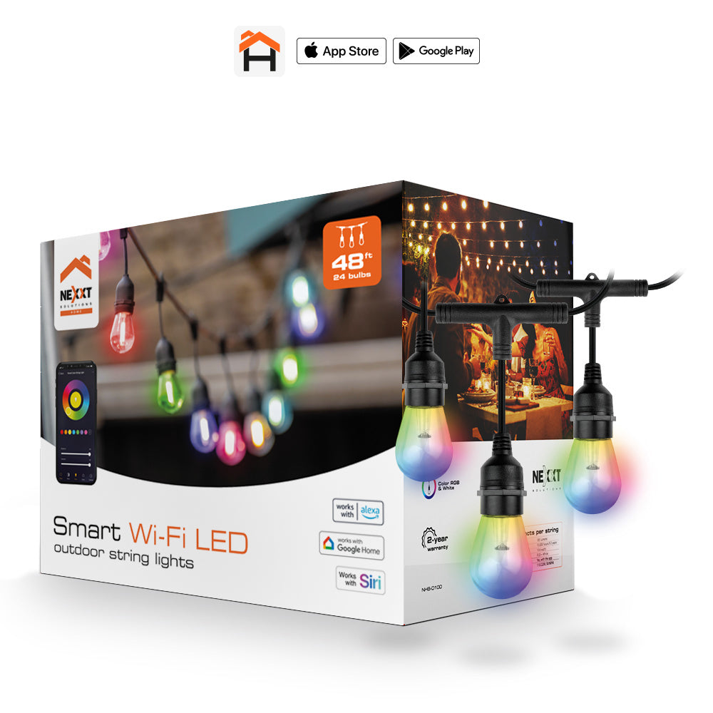 Nexxt Smart Wi-Fi RGB Outdoor String Lights NHB-O100