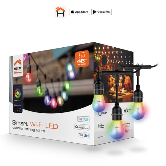 Nexxt Smart Wi-Fi RGB Outdoor String Lights NHB-O100