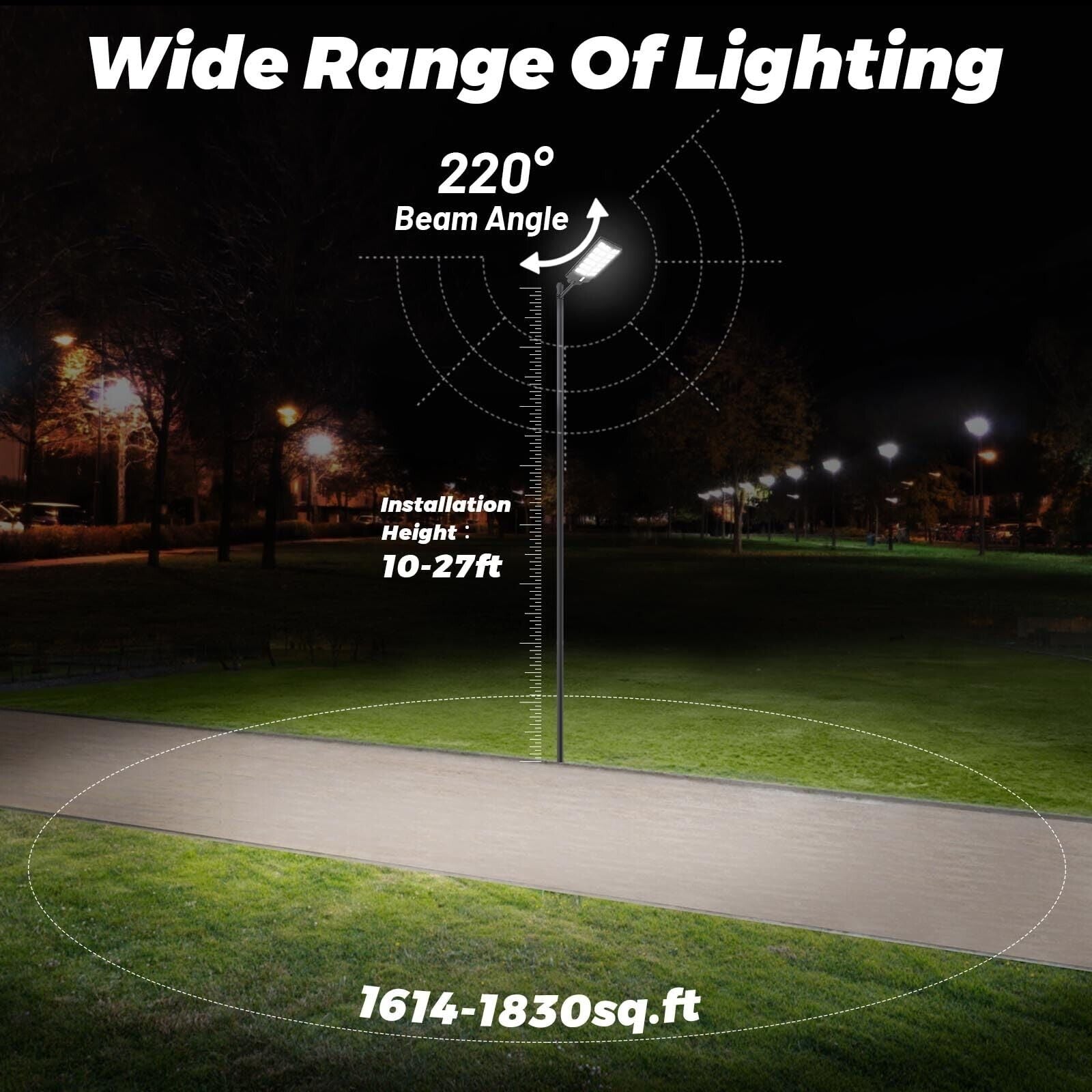 Alleasy 1800W Solar Street Light Outdoor Waterproof, 180000Lm Solar Parking L...