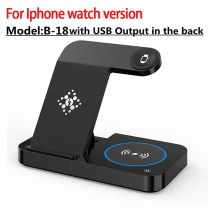30W 4 in 1 Foldable Wireless Charging Station for Iphone 14 13Pro Apple Watch 7/6 for Samsung Galaxy Watch Chargers 4/3 S22 S21