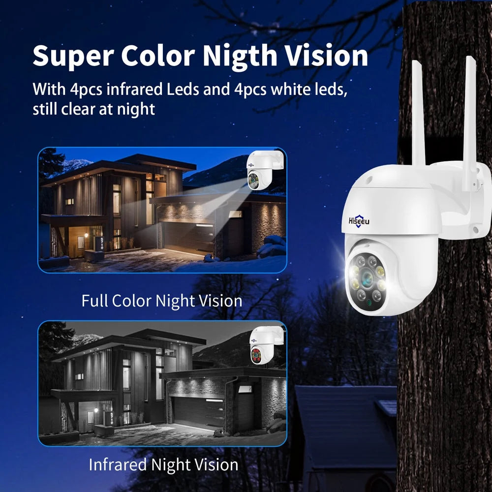 5MP Pan Tilt Security Camera Wireless Wi-Fi with 2-Way Audio, Motion Tracking & Light Alarm, Color/Ir Night Vision,Ip66 Waterproof Outdoor Security Camera for Home (Support Only 2.4Ghz Wi-Fi)
