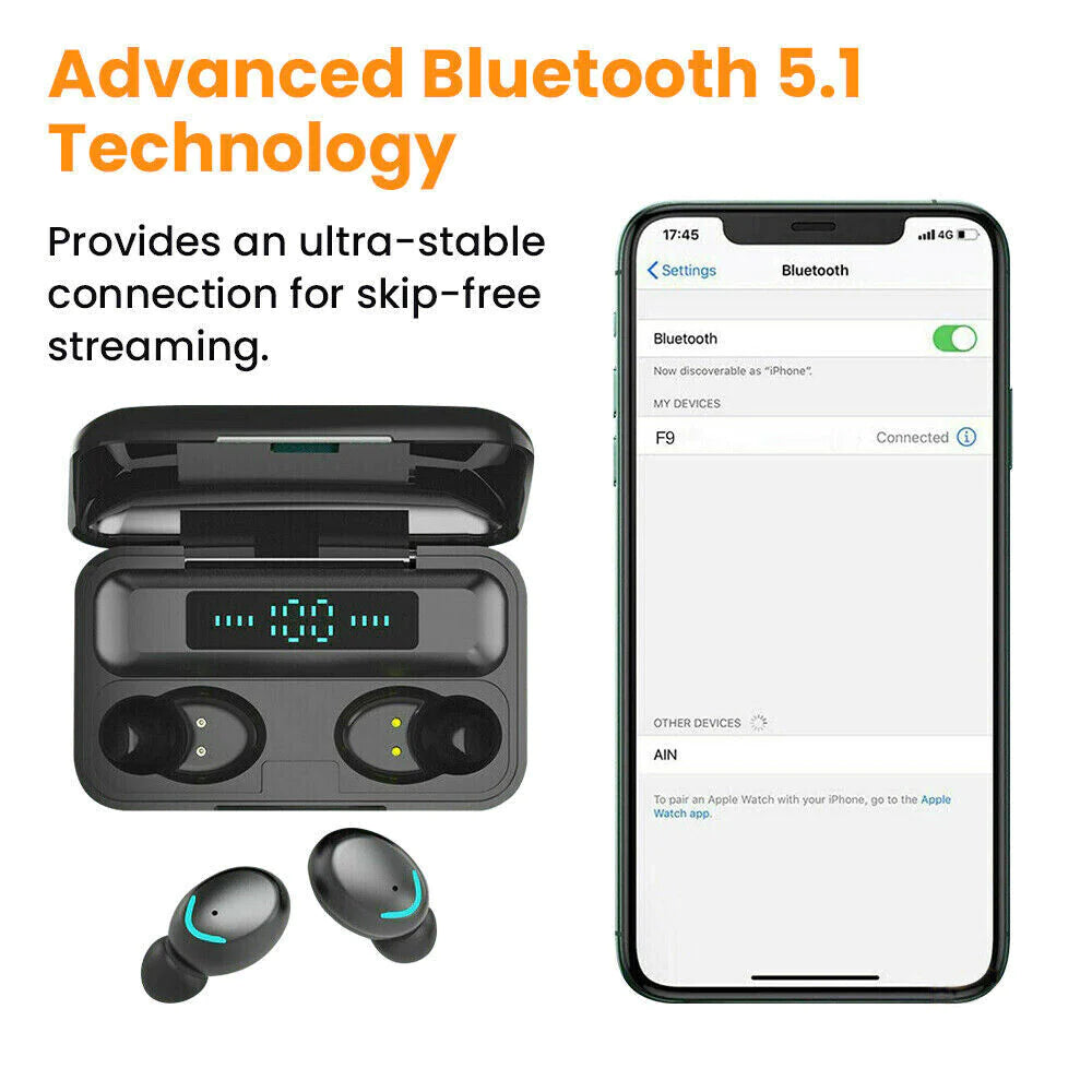 Bluetooth Earbuds for Apple Iphone Samsung Android Wireless Earphone Waterproof