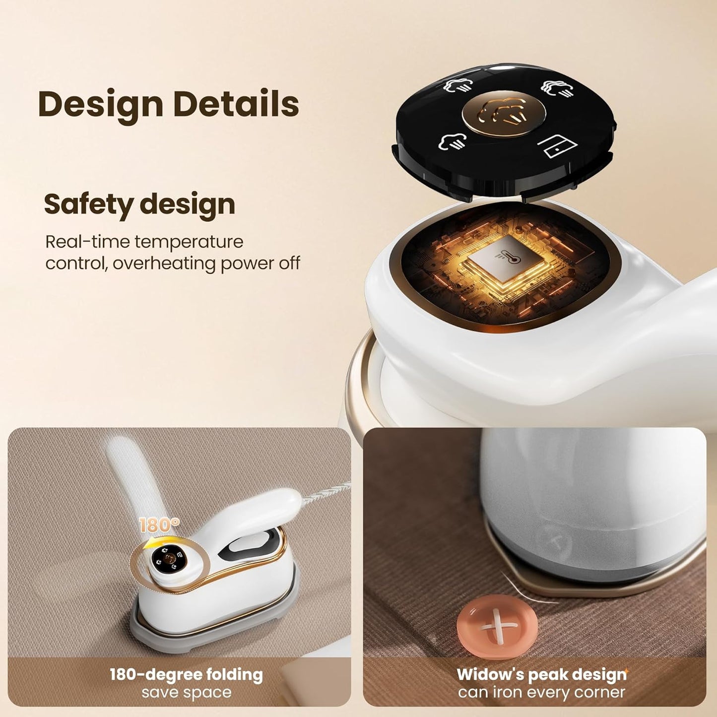 Portable Clothes Steamer 175X80Mm Ceramic Glaze Panel Iron LCD 220Ml Water Tank 1200W&15S Fast Heat up 4-Speed Steamer for Clothes of All Fabrics Dry&Wet Iron for Home Travel Business Trip