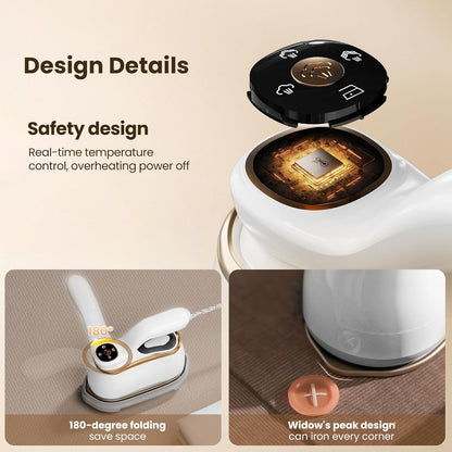 Portable Clothes Steamer 175X80Mm Ceramic Glaze Panel Iron LCD 220Ml Water Tank 1200W&15S Fast Heat up 4-Speed Steamer for Clothes of All Fabrics Dry&Wet Iron for Home Travel Business Trip