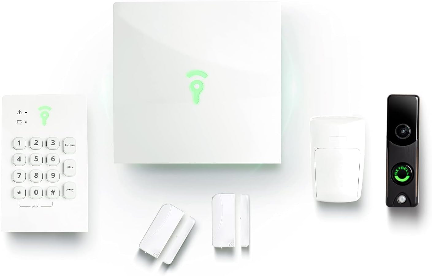 Home Security System | Safehouse Package - 6 Piece Security Kit Includes Doorbell Camera | 24/7 Professional Monitoring | Compatible with Alexa & Siri