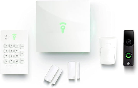 Home Security System | Safehouse Package - 6 Piece Security Kit Includes Doorbell Camera | 24/7 Professional Monitoring | Compatible with Alexa & Siri