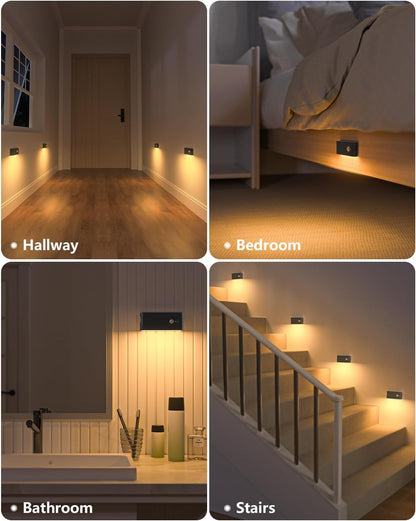 Stair Lights Indoor, Warm White Rechargeable Night Light, Wireless Motion Sensor Light Indoor for Stairs, Hallway, Stairway, Bathroom, Bedroom, Kitchen, 10 Pack