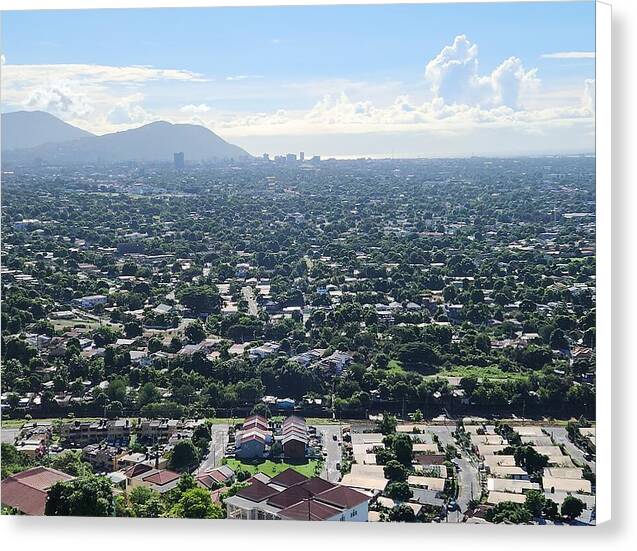 Expansive Cityscape Under Blue Skies - Canvas Print