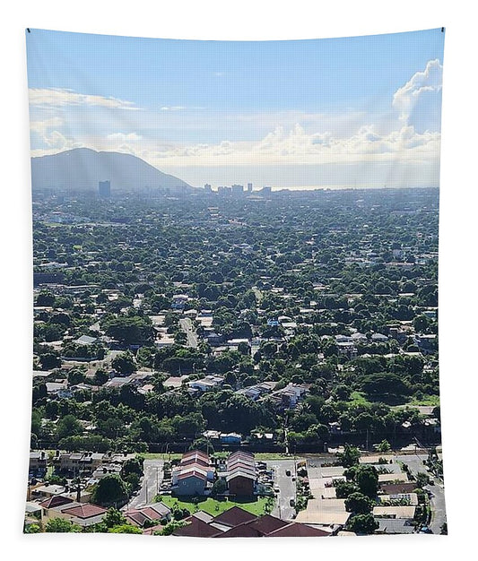 Expansive Cityscape Under Blue Skies - Tapestry