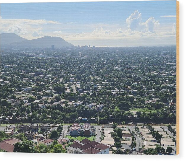 Expansive Cityscape Under Blue Skies - Wood Print