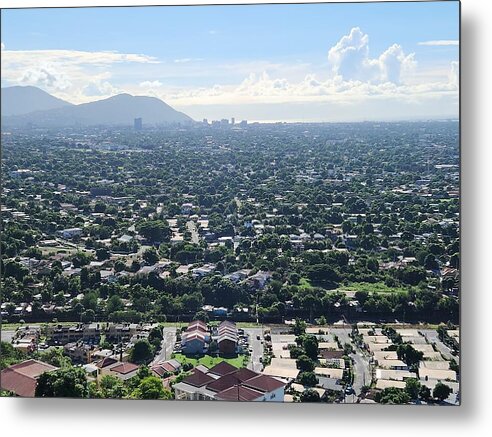 Expansive Cityscape Under Blue Skies - Metal Print