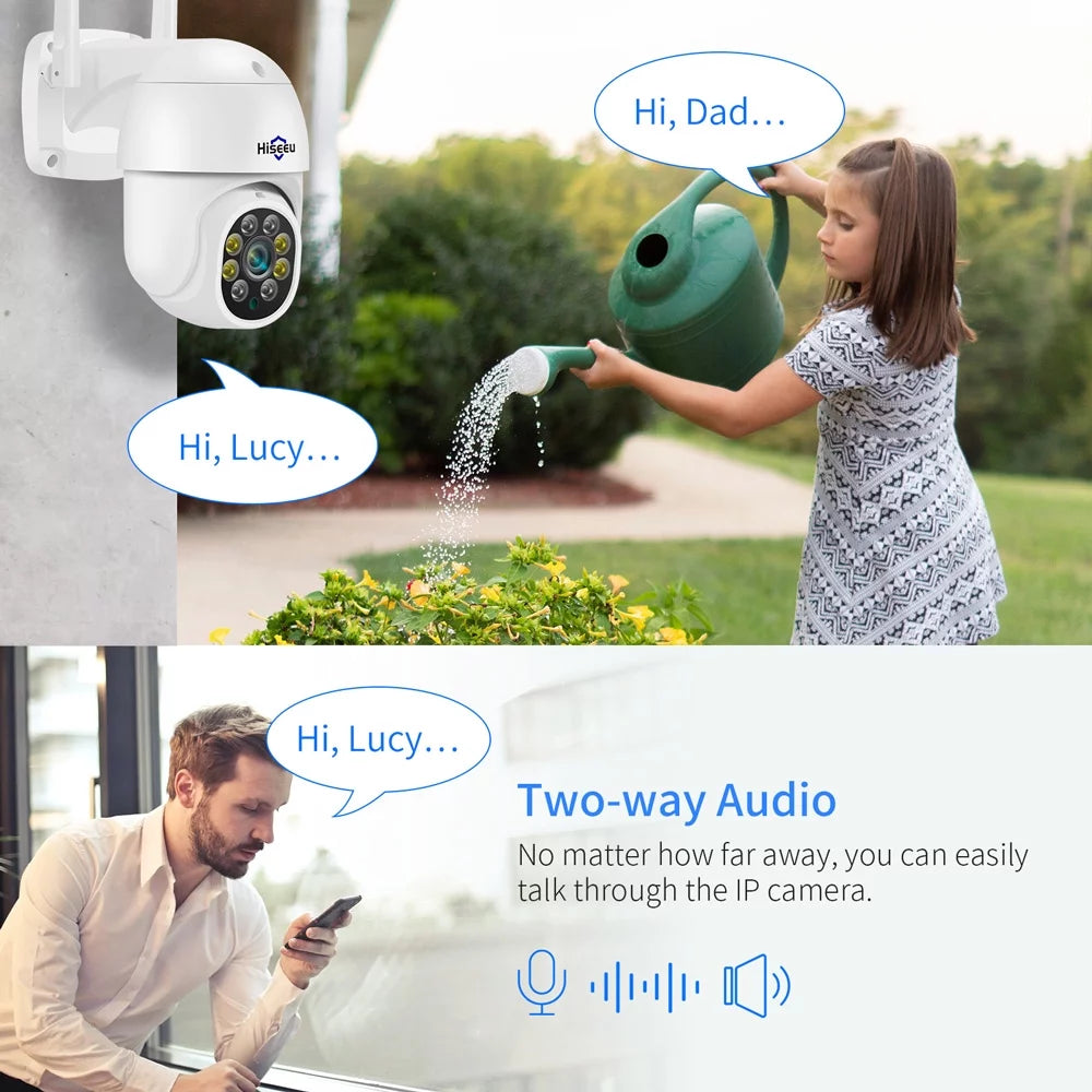 5MP Pan Tilt Security Camera Wireless Wi-Fi with 2-Way Audio, Motion Tracking & Light Alarm, Color/Ir Night Vision,Ip66 Waterproof Outdoor Security Camera for Home (Support Only 2.4Ghz Wi-Fi)