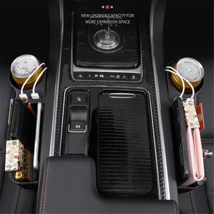 2PCS Car Seat Gap Organizer Rechargeable Dual USB Leather Storage Box Cup Holder