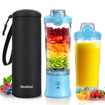Portable Blender Personal Juicer for Shakes and Smoothies - 20 OZ Electric Protein Shaker Bottle with Insulated Sleeve, Travel Lid, USB-C Rechargeable - Mini Small Blender Cup for Kitchen Office Gym