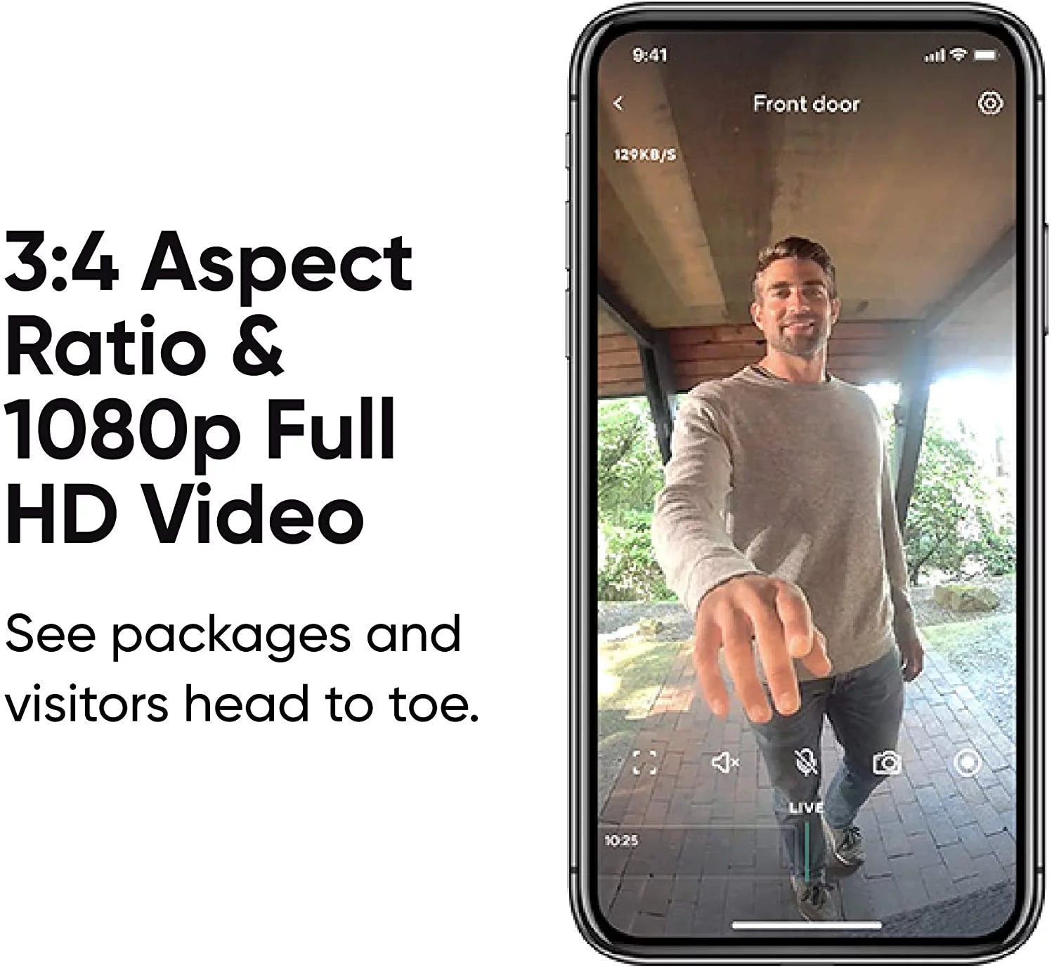 Video Doorbell, 1080P HD Video, Two-Way Audio, 3:4 Head-To-Toe View, Night Vision, Hardwired