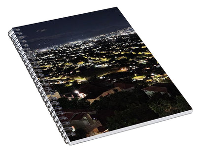 Glowing City Under Night Sky - Spiral Notebook