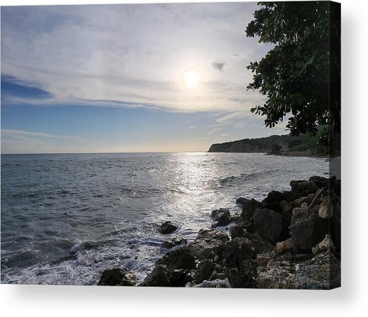 Serene Coastal Sunset View - Acrylic Print