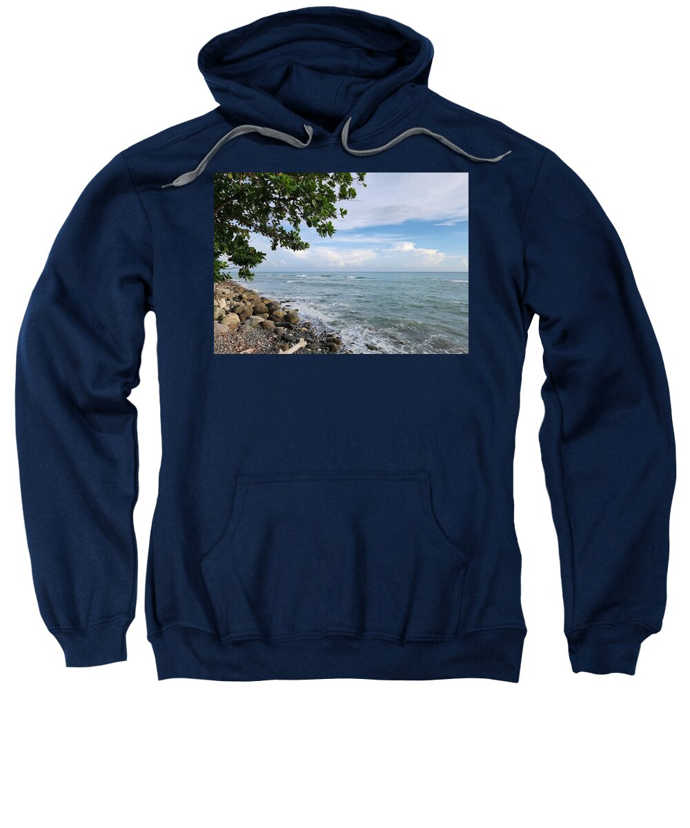 Serene Rocky Beach Scene - Sweatshirt