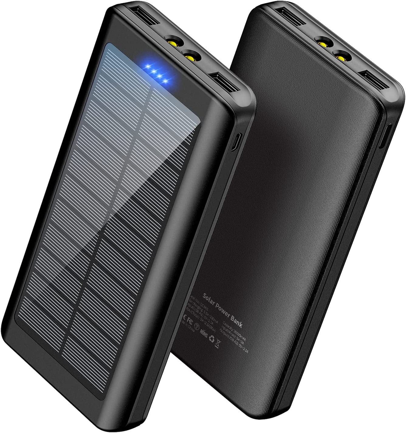 Solar Charger 30000Mah -  Solar Power Bank 2 Output with LED Flashlight for Iphone,Android and Outdoor Camping(1Pcs)